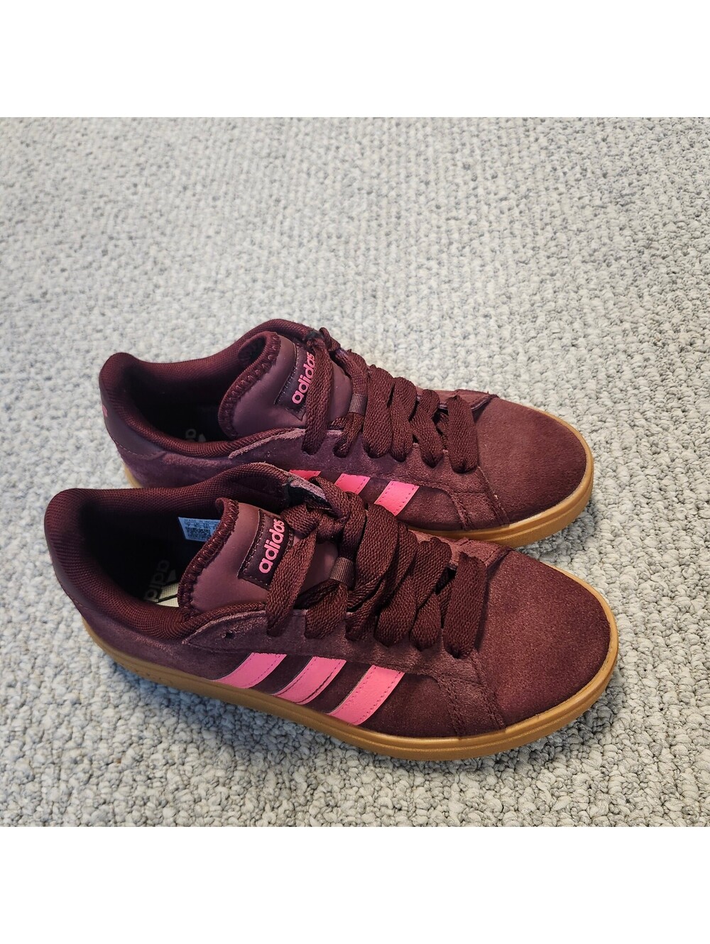 Adidas Women's Burgundy and Pink Suede Sneakers Size 7